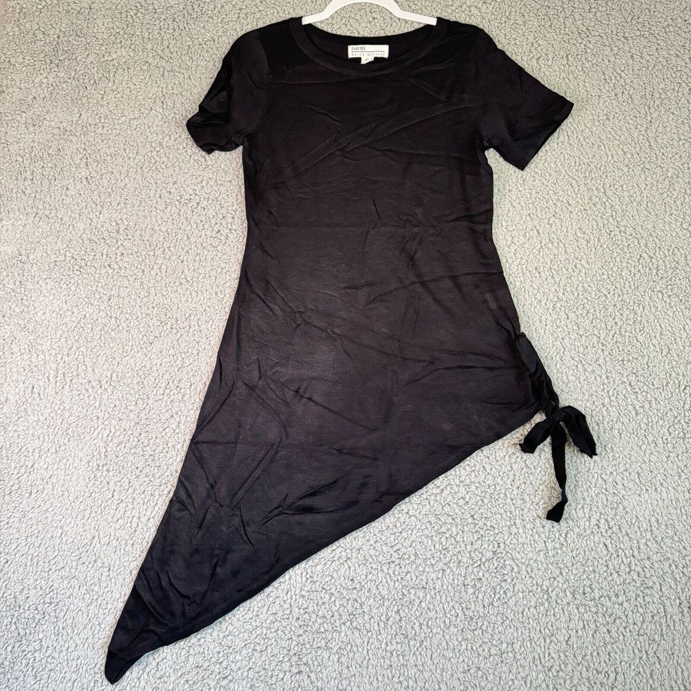 David Meister Women's Black Asymetrical Dress Tie‎ At Hip Size XS NWOT